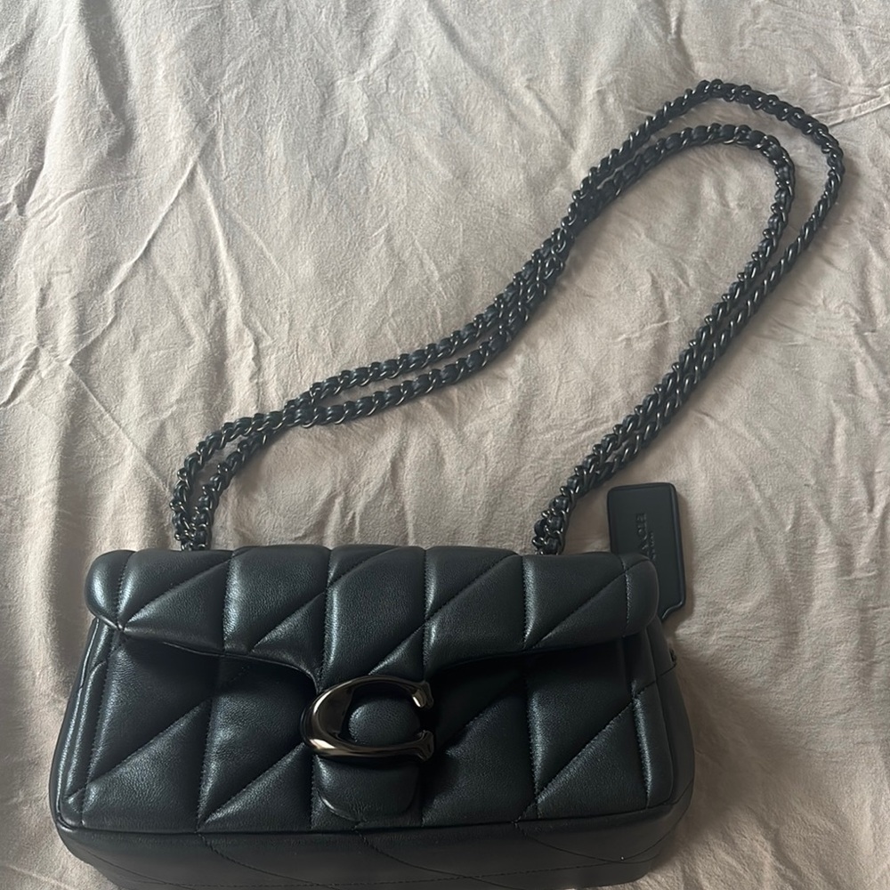Coach Black Quilted Shoulder Bag with Chain Strap